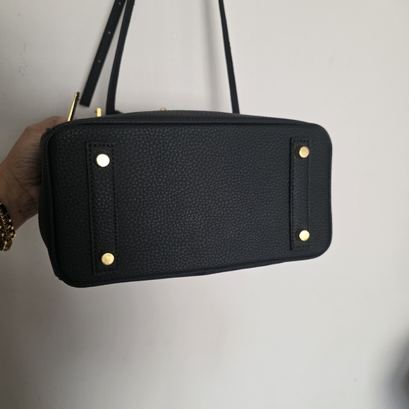 Birkin Style Black Faux Leather Handbag - Picture 7 of 11